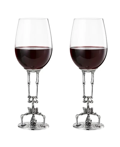 The Wine Savant Upside Down Skeleton Wine Glasses, Set of 2