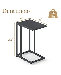 Gymax C Shaped End Table w/ Metal Frame Sofa Table for Small Space Indoor Outdoor
