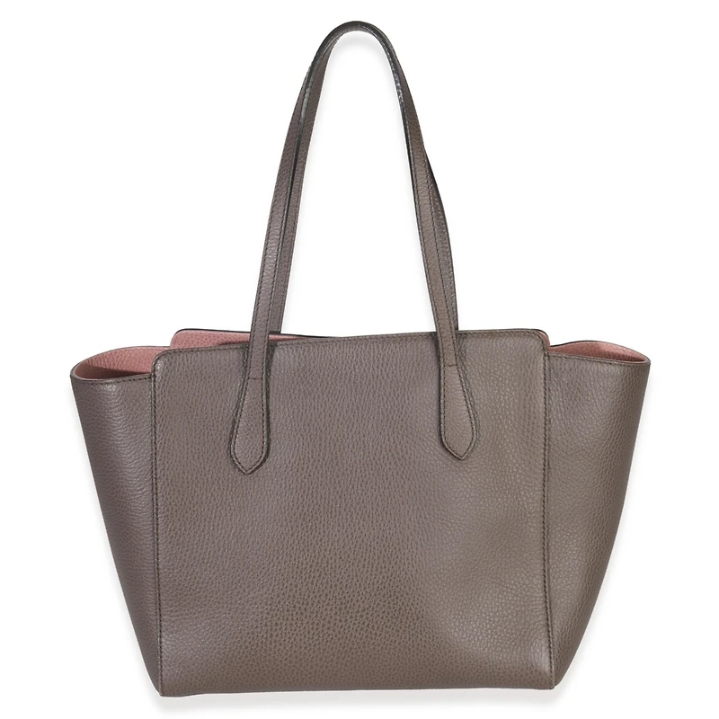 Pre-Owned Gucci Pink Grey Pebbled Calfskin Medium Swing Tote