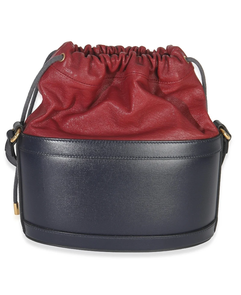 Pre-Owned Gucci Red Navy Calfskin Horsebit 1955 Drawstring Bucket Bag
