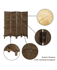 Rainsken 4 Panel Room Divider with Shelves, 5.6 ft Tall Room Dividers and Folding Privacy Screens, for Bedroom Home Office, No Assembly Required