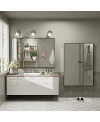 Apmir 30" x 44" High-Strength Tempered Glass and Aluminum Alloy Framed Wall Decor Bathroom Vanity Mirror