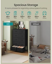 Slickblue Dresser for Bedroom, 10-Drawer Storage Organizer, Steel Frame