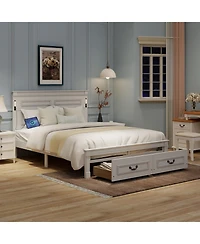 Rainsken Queen Bed Frame, with 2 Storage Drawers and Tall Headboard, Built-In Charging Station Led Lights