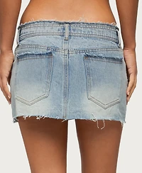 Edikted Women's Emree Distressed Denim Mini Skirt