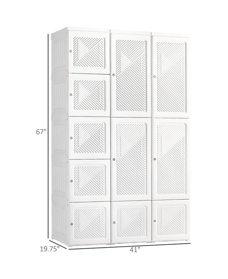 Clihome 41" Foldable Clothing Storage Cabinet Closet Entryway Wardrobe with Magnetic Door