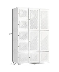 Clihome 41" Foldable Clothing Storage Cabinet Closet Entryway Wardrobe with Magnetic Door