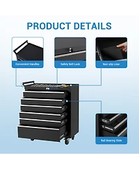Gaomon 6-Drawer Portable Tool Storage Cart, Rolling Tool Chest Cabinet, Lockable Toolbox Organizer
