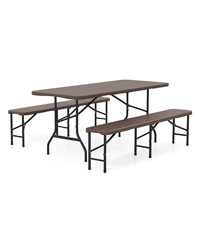 Sugift 6 Feet Folding Hdpe Bench with 1320 Lbs Capacity and Handle Lock