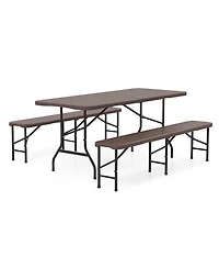 Sugift 6 Feet Folding Hdpe Bench with 1320 Lbs Capacity and Handle Lock