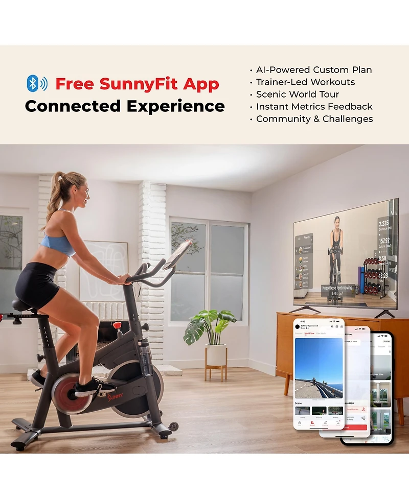 Sunny Health and Fitness Pace 300 Smart Magnetic Cycling Exercise Bike