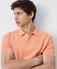 Mango Men's Microstructure Fine-Knit Polo Shirt