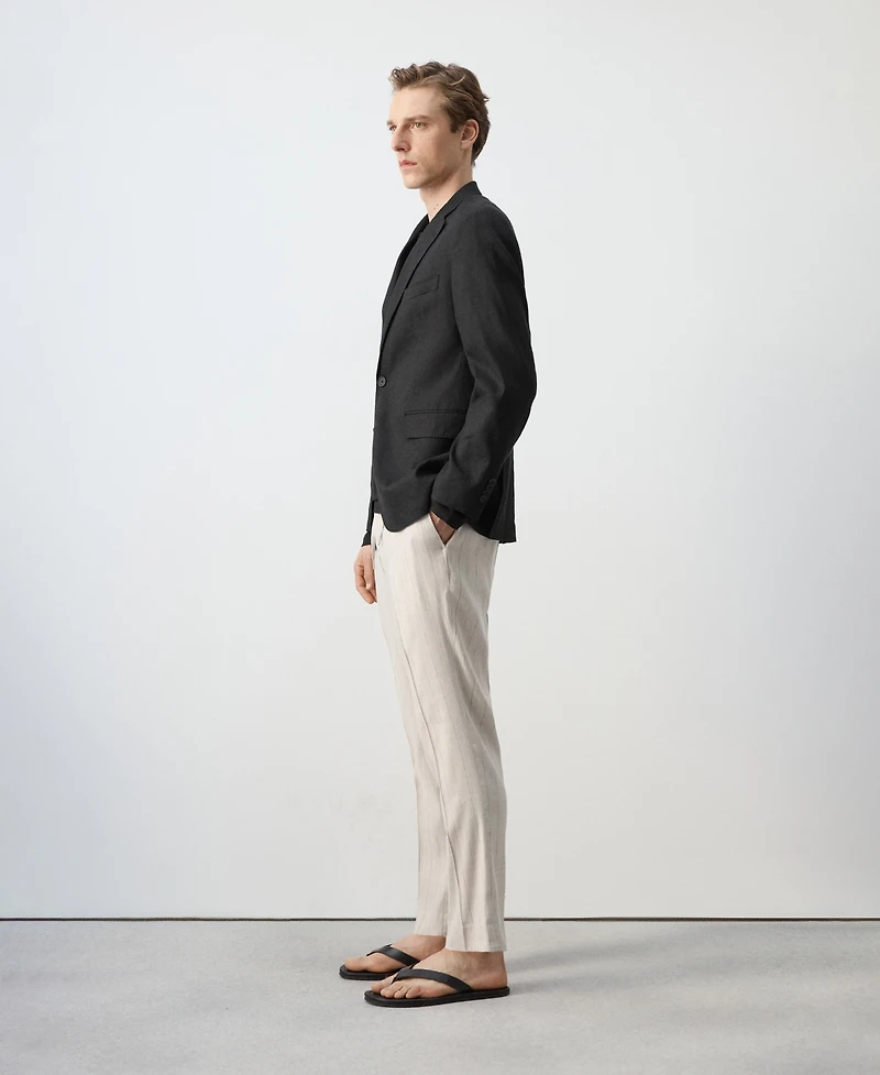 Mango Men's Striped Slim-Fit Linen Pants