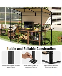 Gymax 7.8 x 4.4 Ft Grill Gazebo Outdoor Patio Bbq Canopy w/ Metal Shelves for Backyard