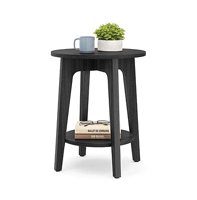 Slickblue Modern Round End Table with Lower Shelf for Sofa and Bedside