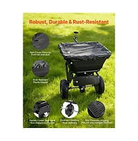 Sugift Tow-Behind Spreader 9.8 feet Spreading Width Broadcast Spreader with 10" All-Terrain Tires