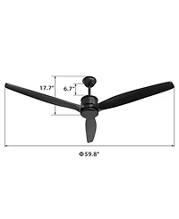 Homsee Modern 52-Inch Black Ceiling Fan with Solid Wood Blades