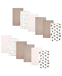 Hudson Baby Infant Cotton Poly Flannel Burp Cloths Bundle 12-Pack, French Bulldog Stars, One Size