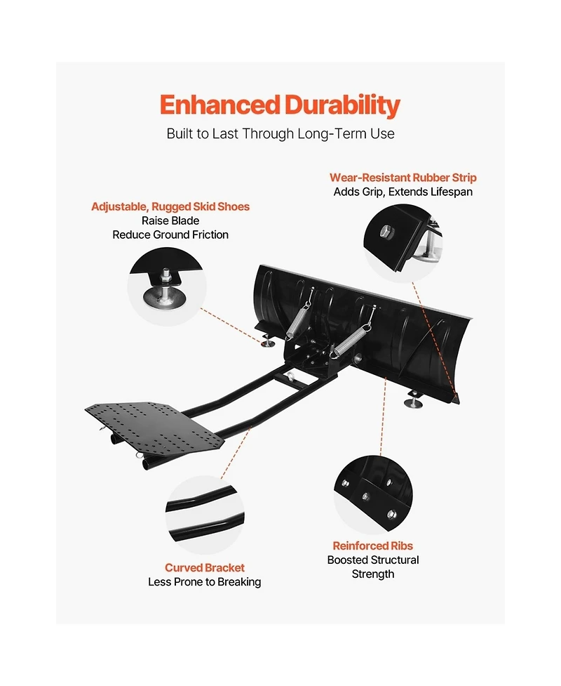 Sugift Snow Plow Kit 48inche Universal Snow Plow Attachment Height and Left-Right Adjustable