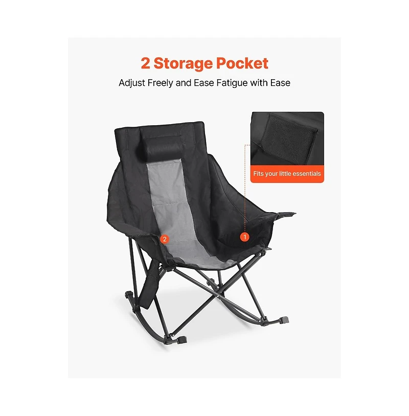 Sugift Heated Camping Chair 3 Heating Settings Large-Sized Padded Folding Rocker