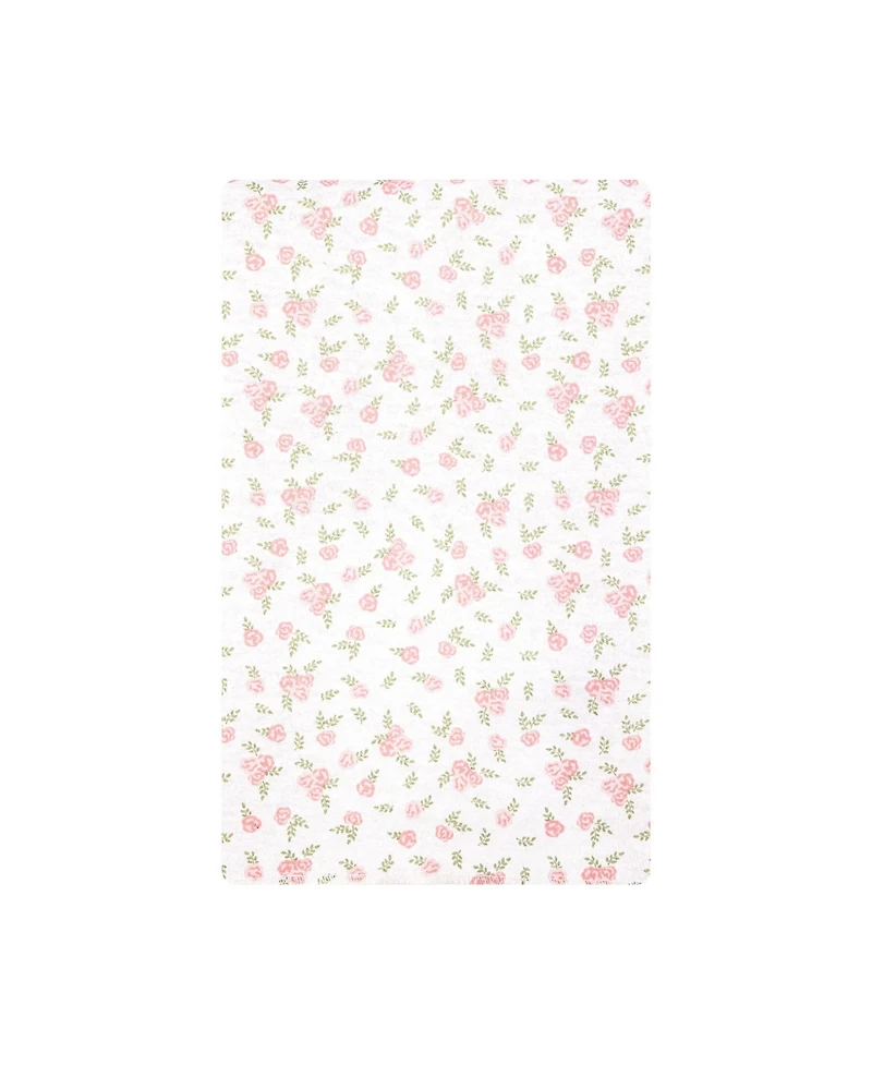 Hudson Baby Girl Cotton Poly Flannel Burp Cloths Bundle 12-Pack, Tiny Rose, One Size