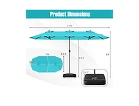 Clihome Double-Sided Patio Twin Table Umbrella with Crank Handle