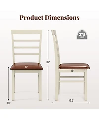 Slickblue Modern Pu Leather Armless Dining Chair Set of 2 with Solid Wooden Legs