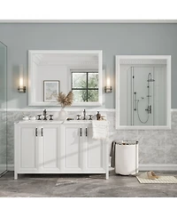 Apmir 48" x 36" Inch Thick Metal Framed Wall Mirrors for Bedroom