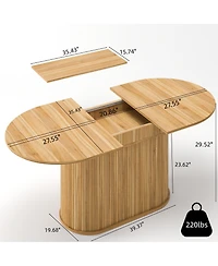 Rainsken 55.11"-70.86" Extendable Dining Table for 4-6, Oval Kitchen with Striped Legs Living Room and