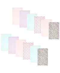 Hudson Baby Girl Cotton Poly Flannel Burp Cloths Bundle 12-Pack, Outline Floral Soft , One Size