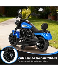 Mecale 6V Kids Motorcycle with Headlight and Music and Training Wheels-Navy