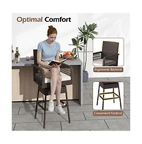Boyel Living 29 Inches Patio 360degree(s) Swivel Bar Stool with Cross-Woven Armrests and Seat Cushion