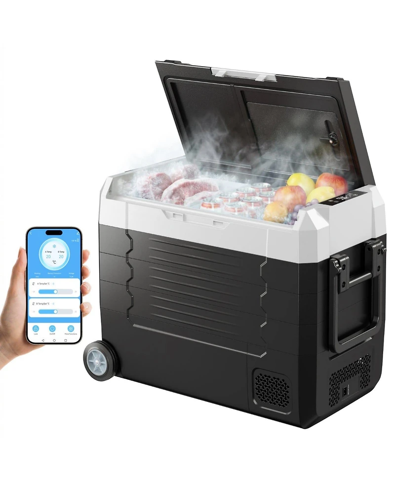 Mecale Quart Car Refrigerator Dual Zone with App Control Wheels