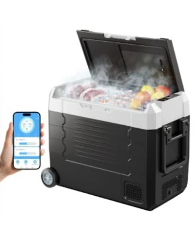 Mecale Quart Car Refrigerator Dual Zone with App Control Wheels