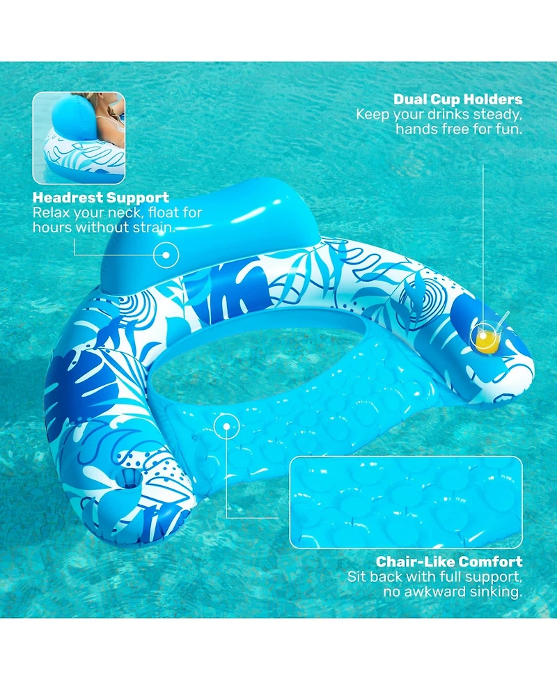 Gnuadz 2 pack Inflatable Pool Float Chair Hammock Cup Holder