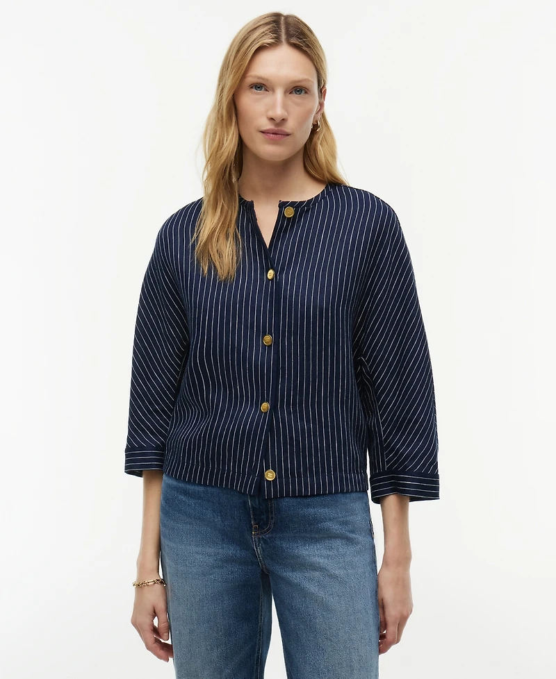 Tommy Hilfiger Women's Linen Nautical Stripe Blouse