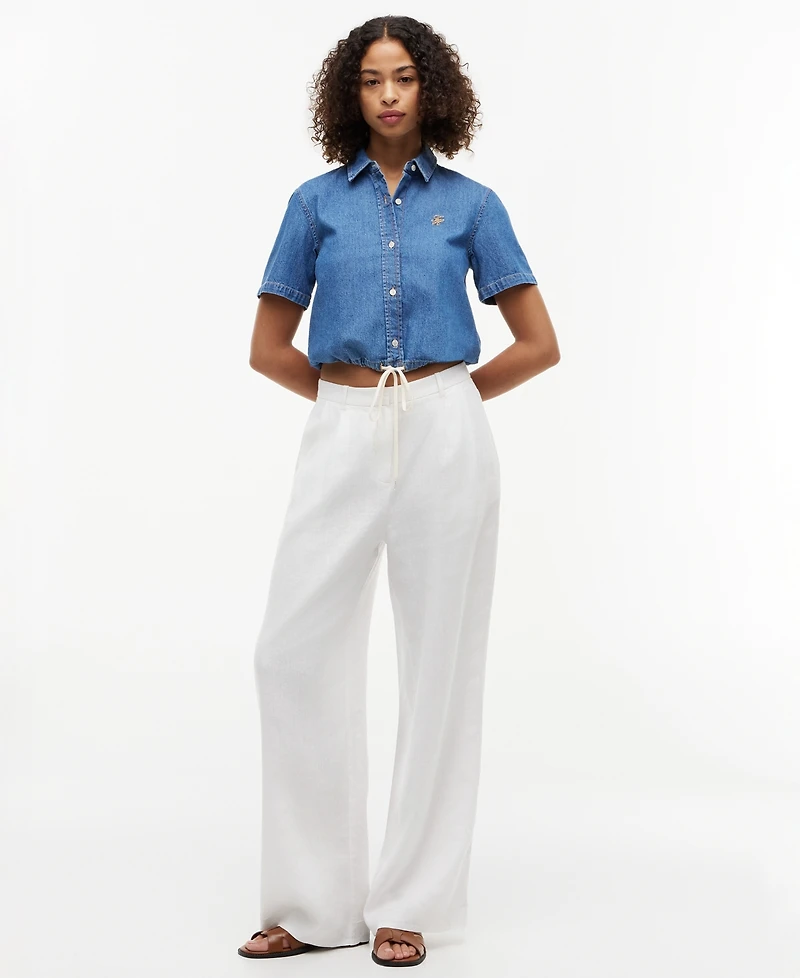 Tommy Hilfiger Women's Cotton-Blend Short-Sleeve Shirt