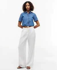 Tommy Hilfiger Women's Cotton-Blend Short-Sleeve Shirt