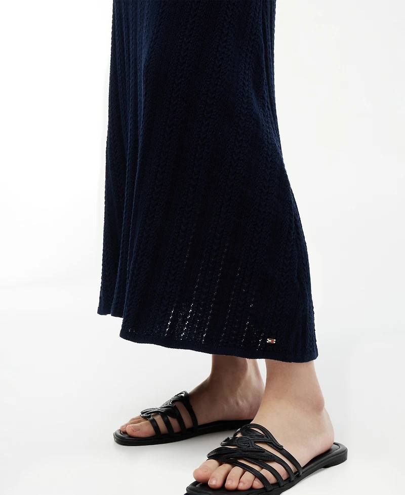 Tommy Hilfiger Women's Cotton Cable Pointelle Maxi Dress