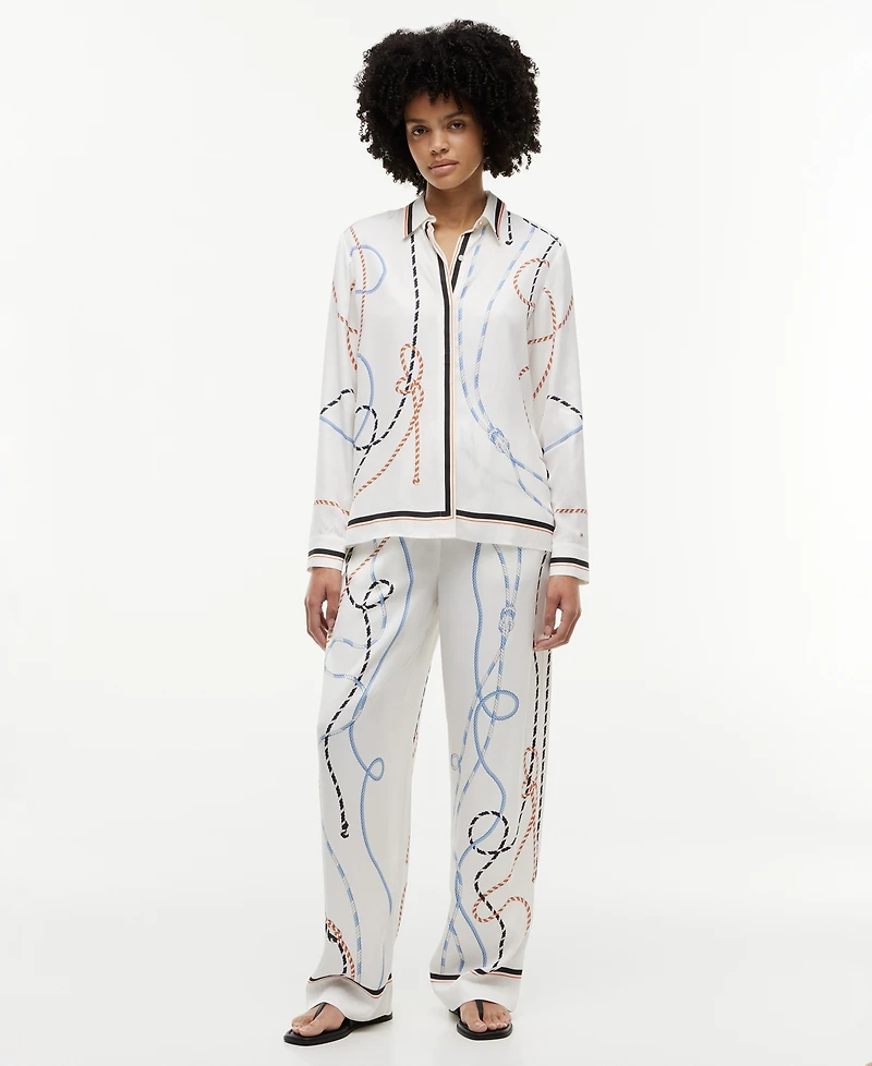 Tommy Hilfiger Women's Printed Collared Button-Front Shirt