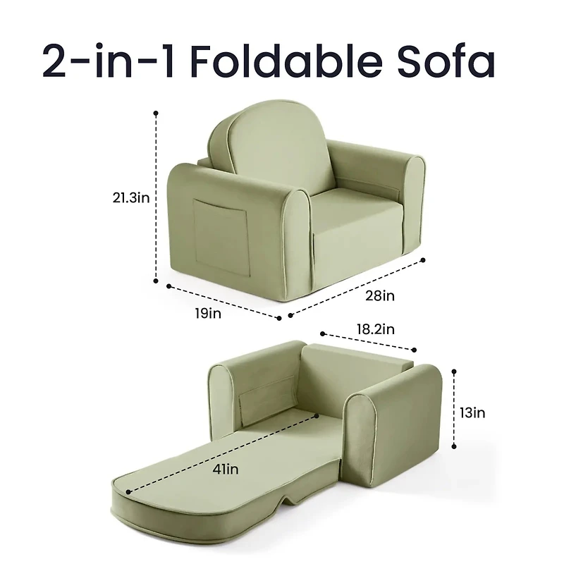 Tiny Land GentleSnug Kid Chair and Foldable Sofa 2-in-1 - Pink
