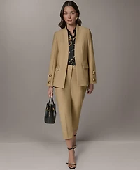 Donna Karan New York Petite Collarless Buttoned Cuff Jacket