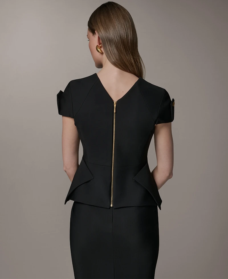 Donna Karan New York Petite Structured Peplum Crewneck Top