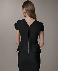 Donna Karan New York Petite Structured Peplum Crewneck Top