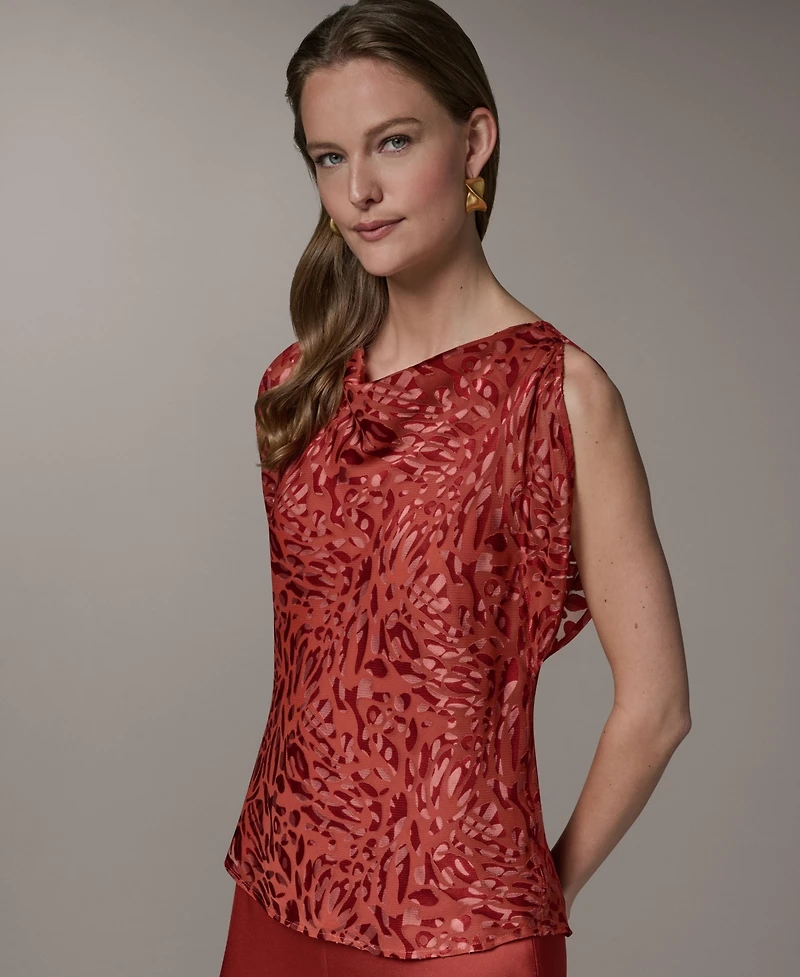 Donna Karan New York Petite Printed Cowl Neck Top