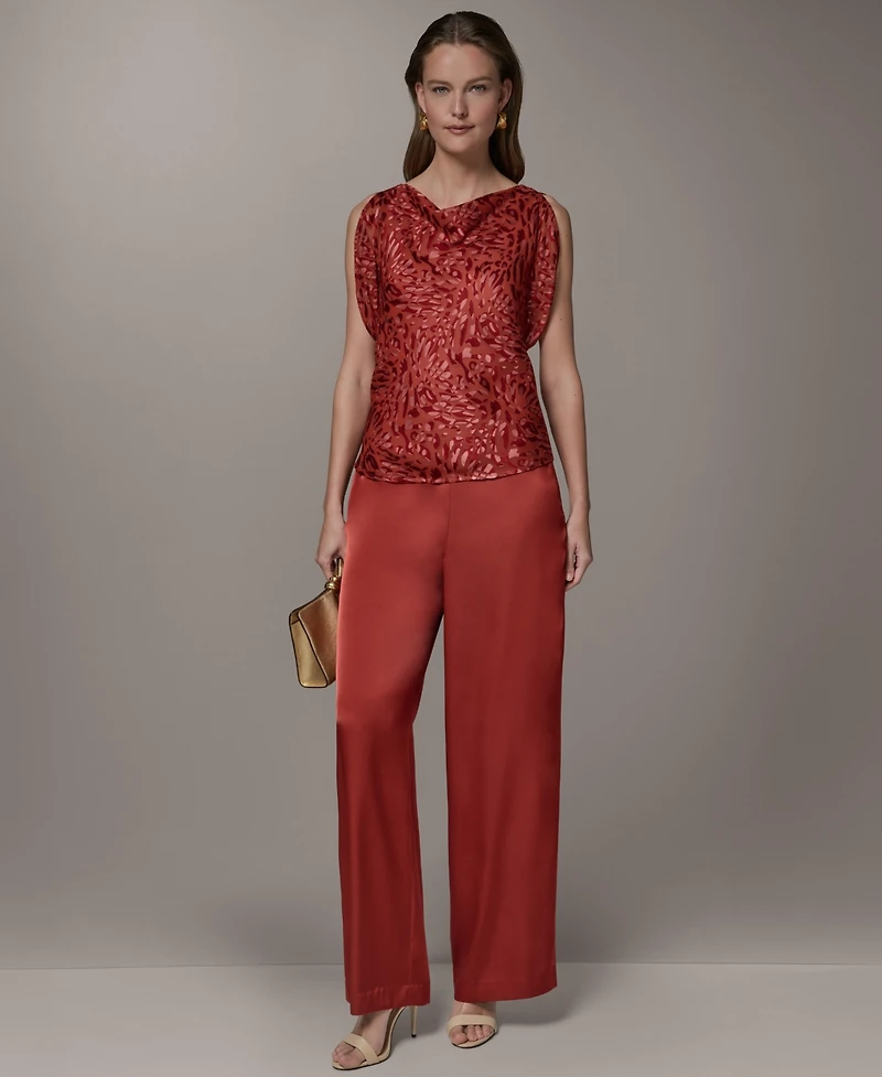 Donna Karan New York Petite Printed Cowl Neck Top