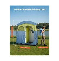 Sugift Camping Shower Tent 2-Room Portable Privacy Tent Changing Room with Shower Bag