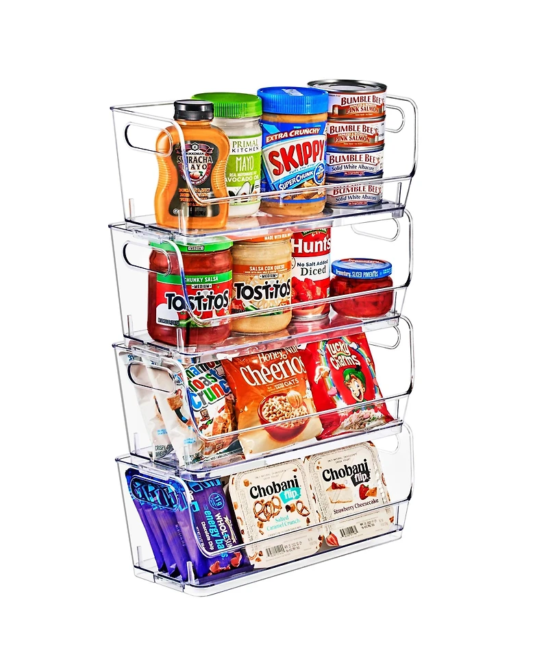 Sorbus 4 Pack Small Narrow Open Front Stackable Storage Bins for Kitchen and Pantry Organization