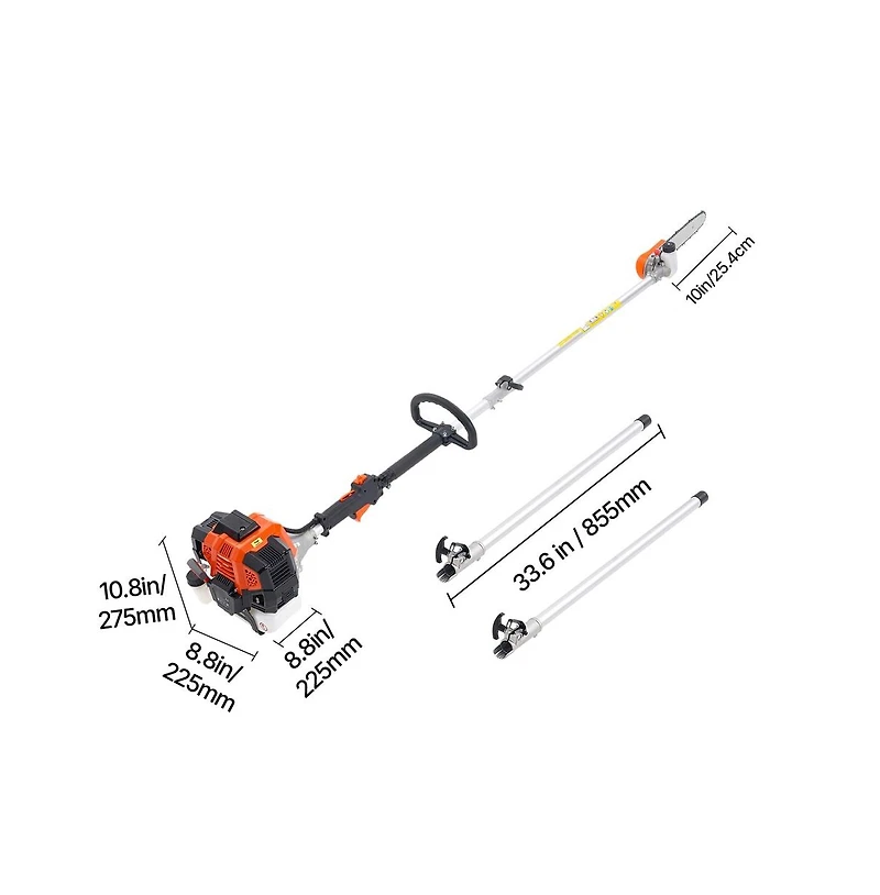 Sugift Gas Pole Saw 43CC 2 Stroke Gas Powered Pole Saws with 12 inches Cutting Bar