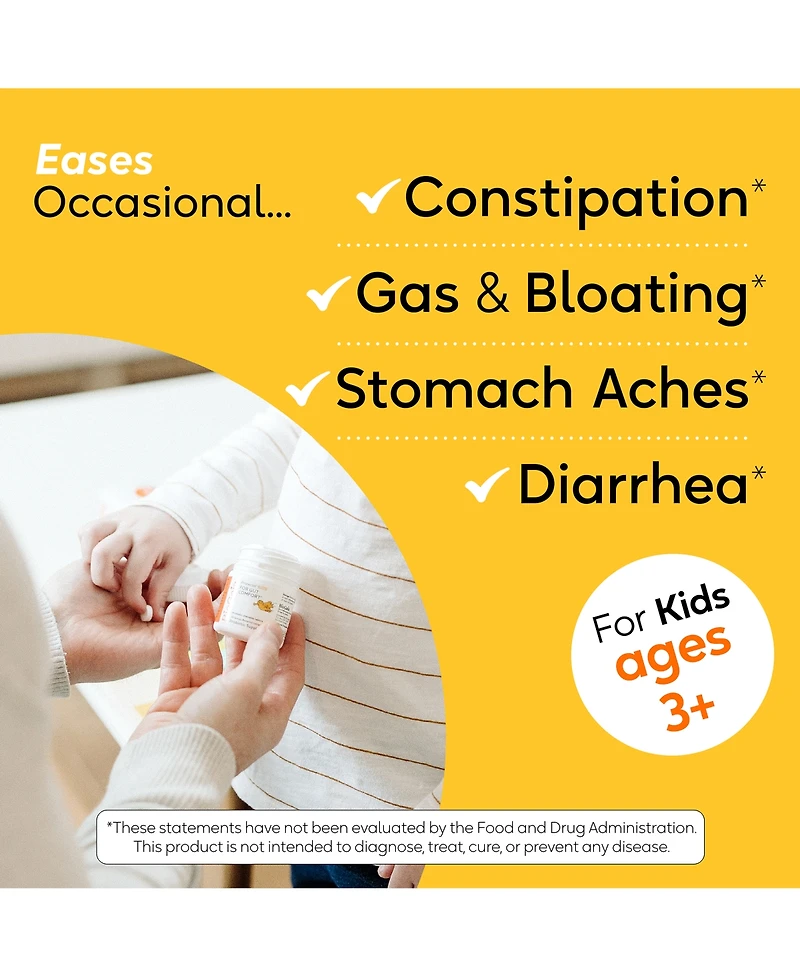 BioGaia Kids Probiotic Chewables for Digestive Support, Promote Regularity and Ease Tummy Troubles, Ages 3+, Allergen Free, 30 Count